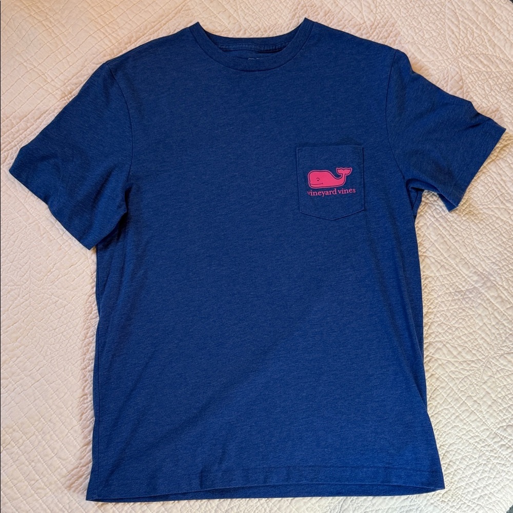 Vineyard Vines Heathered Blue Whale Short Sleeve Pocket Tee Size S
